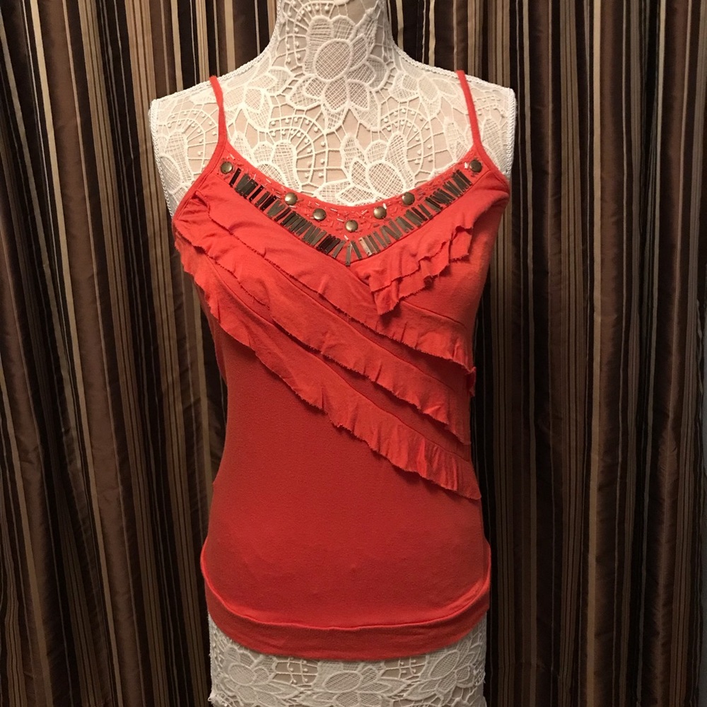 Summer orange ruffled Tank Top